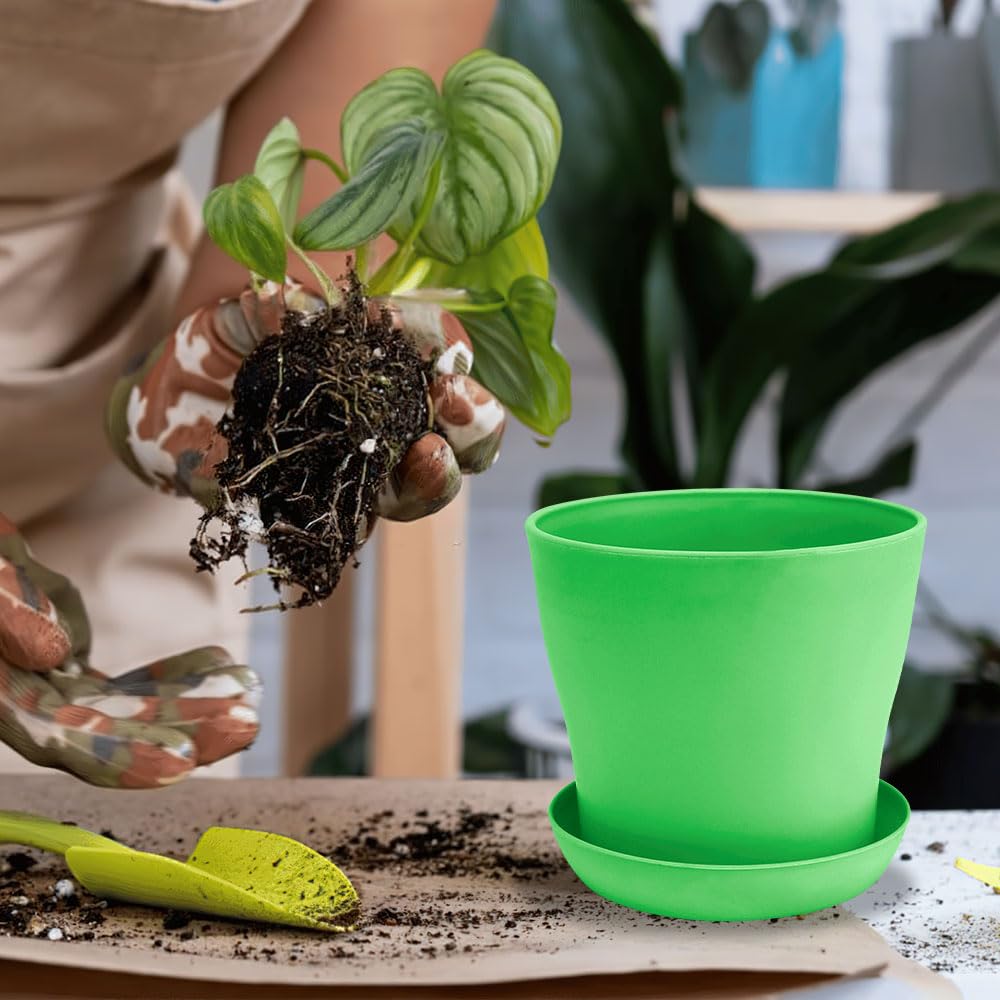 OALCQ 5 Inch Plant Pots 10 Pcs Small Flower Pots for Indoor Plant Pot Succulent Pot Small Plant Pots with Drainage Planters for Indoor Plants Nursery Pots for Plants Herb Planter 5 Colors - Hình 7