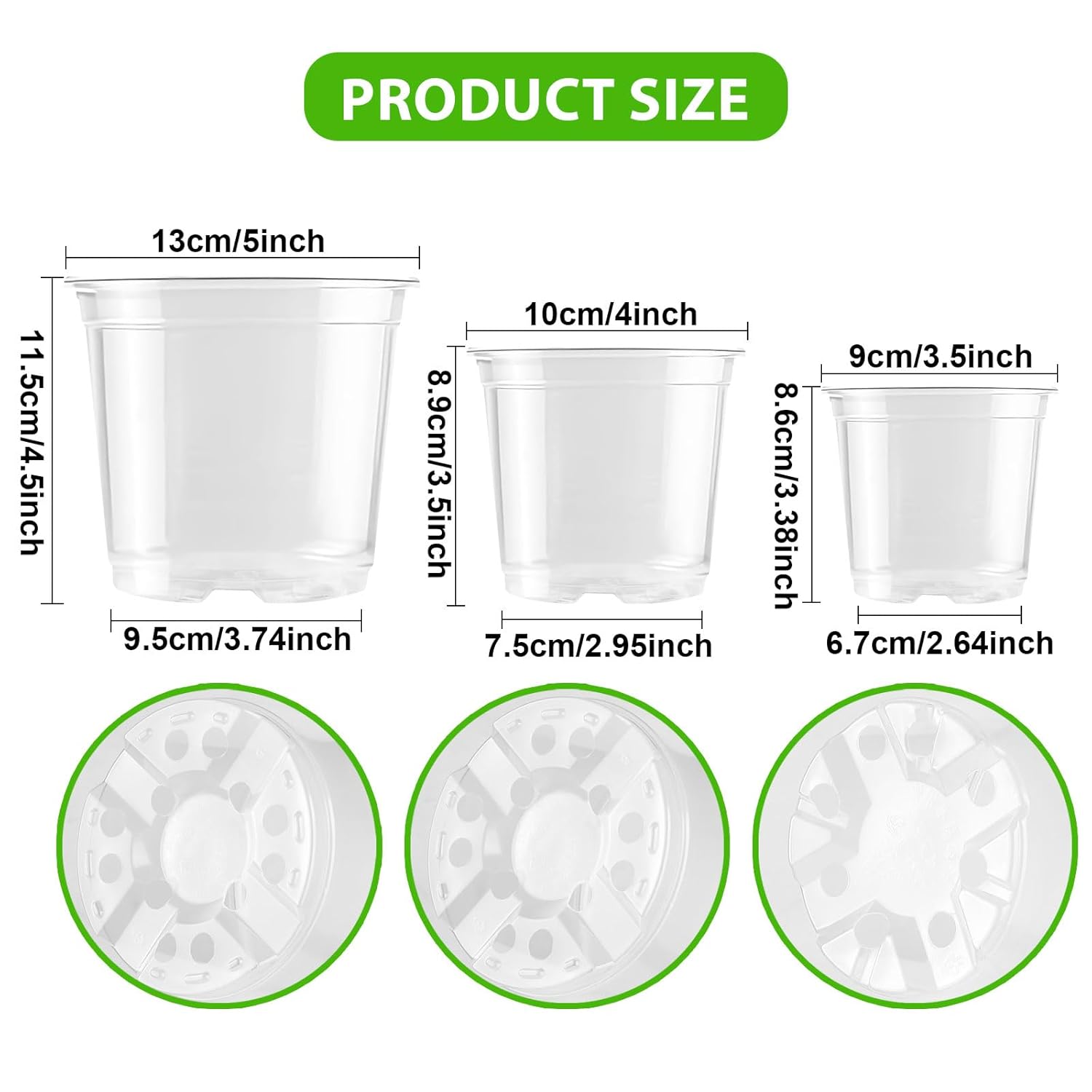 Clear Nursery Pots for Plants, 3.5/4/5 inch Plastic Plant Flower Pot with Drainage Holes High Transparency Seedling Planter for Seed Starter (36PCS) - Hình 3