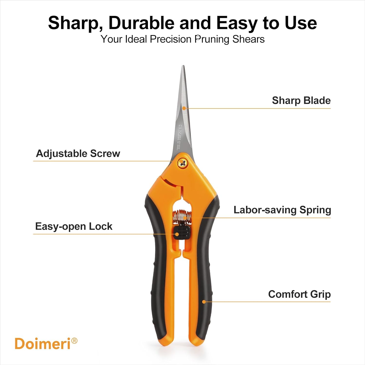 2 Pack Pruning Shears, 6.5” Gardening Scissors with Sharp Stainless Steel Blades and Comfort Grip, Perfect for Fine Pruning, Plants/Bonsai Clipping, Ideal Gift for Plant Lovers - Hình 3