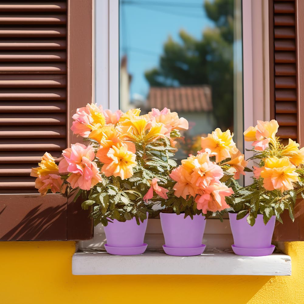 8 Pcs Flower Pots,Succulent Pots,3.8" Pots for Planting.Plastic Pot for Plants for Indoor Plants,Flower Pot for Indoor Planting,Herb Garden Planter Mini - Hình 2