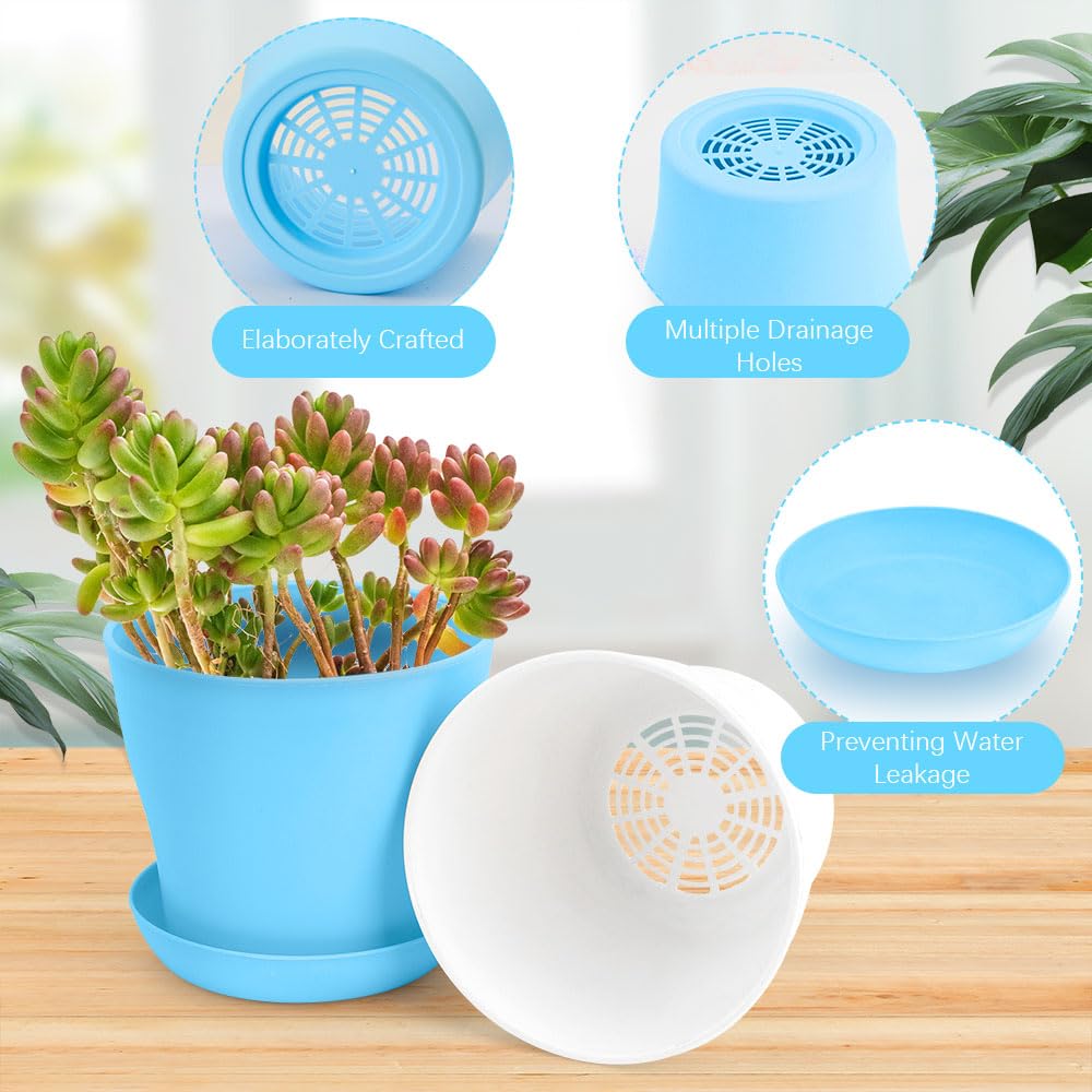 OALCQ 5 Inch Plant Pots 10 Pcs Small Flower Pots for Indoor Plant Pot Succulent Pot Small Plant Pots with Drainage Planters for Indoor Plants Nursery Pots for Plants Herb Planter 5 Colors - Hình 4