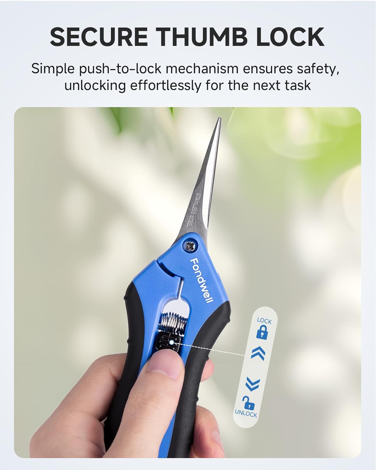 Fondwell 6.5" Garden Scissors Plant Shears: Micro Tip Pruning Shears with Curved Blades - Lightweight Bonsai Scissors - Hình 5