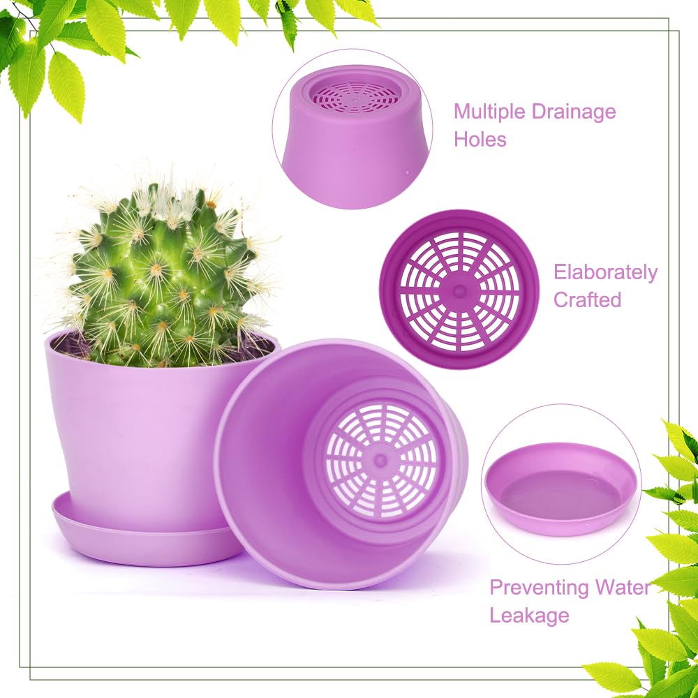 8 Pcs Flower Pots,Succulent Pots,3.8" Pots for Planting.Plastic Pot for Plants for Indoor Plants,Flower Pot for Indoor Planting,Herb Garden Planter Mini - Hình 4
