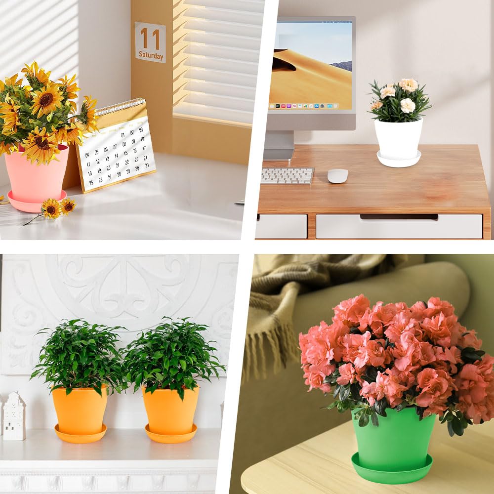 OALCQ 5 Inch Plant Pots 10 Pcs Small Flower Pots for Indoor Plant Pot Succulent Pot Small Plant Pots with Drainage Planters for Indoor Plants Nursery Pots for Plants Herb Planter 5 Colors - Hình 6