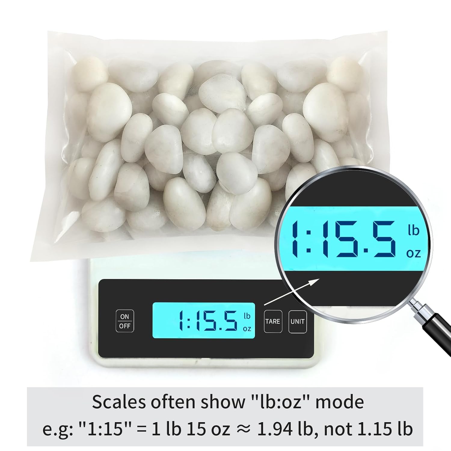 FANTIAN 2 lbs Small White Pebbles for Plants, 0.8-1.2 inch Decorative River Rocks for Plants, Aquariums, Landscaping. White Stones for Planter Vase and Outdoor Garden Rocks - Hình 3