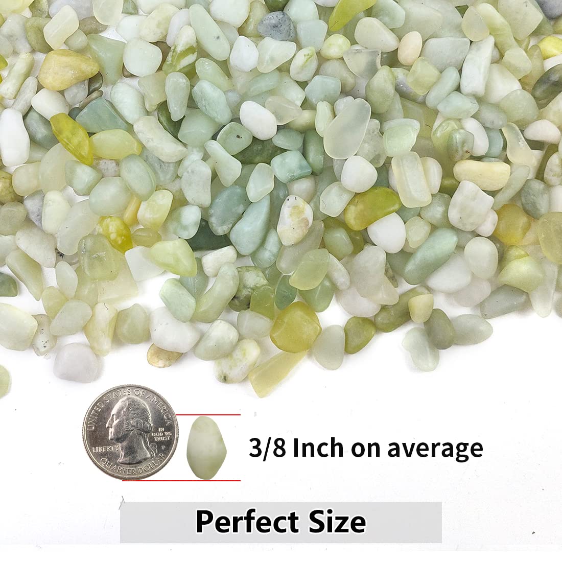 YISZM 2LB Succulent and Cactus Jade Pebbles, 3/8 Inch Natural Decorative Polished Stones, River Rocks for Indoor Plants, Vases, Planters and Outdoor Gardening - Hình 4