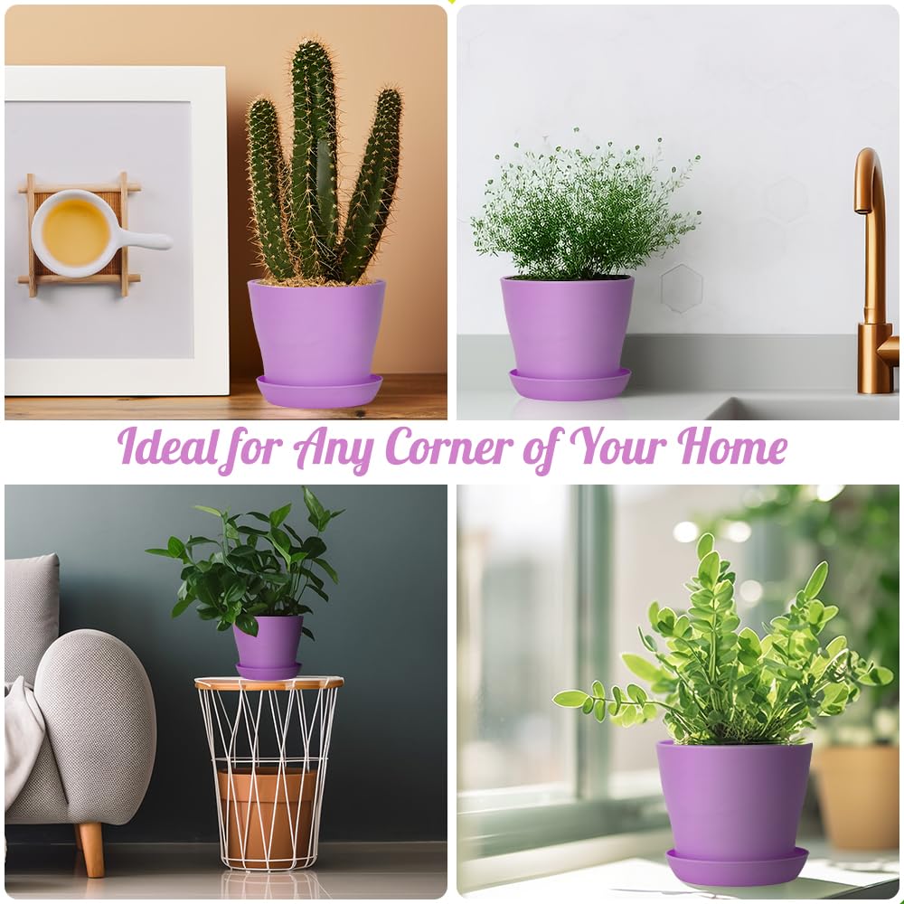 8 Pcs Flower Pots,Succulent Pots,3.8" Pots for Planting.Plastic Pot for Plants for Indoor Plants,Flower Pot for Indoor Planting,Herb Garden Planter Mini - Hình 5