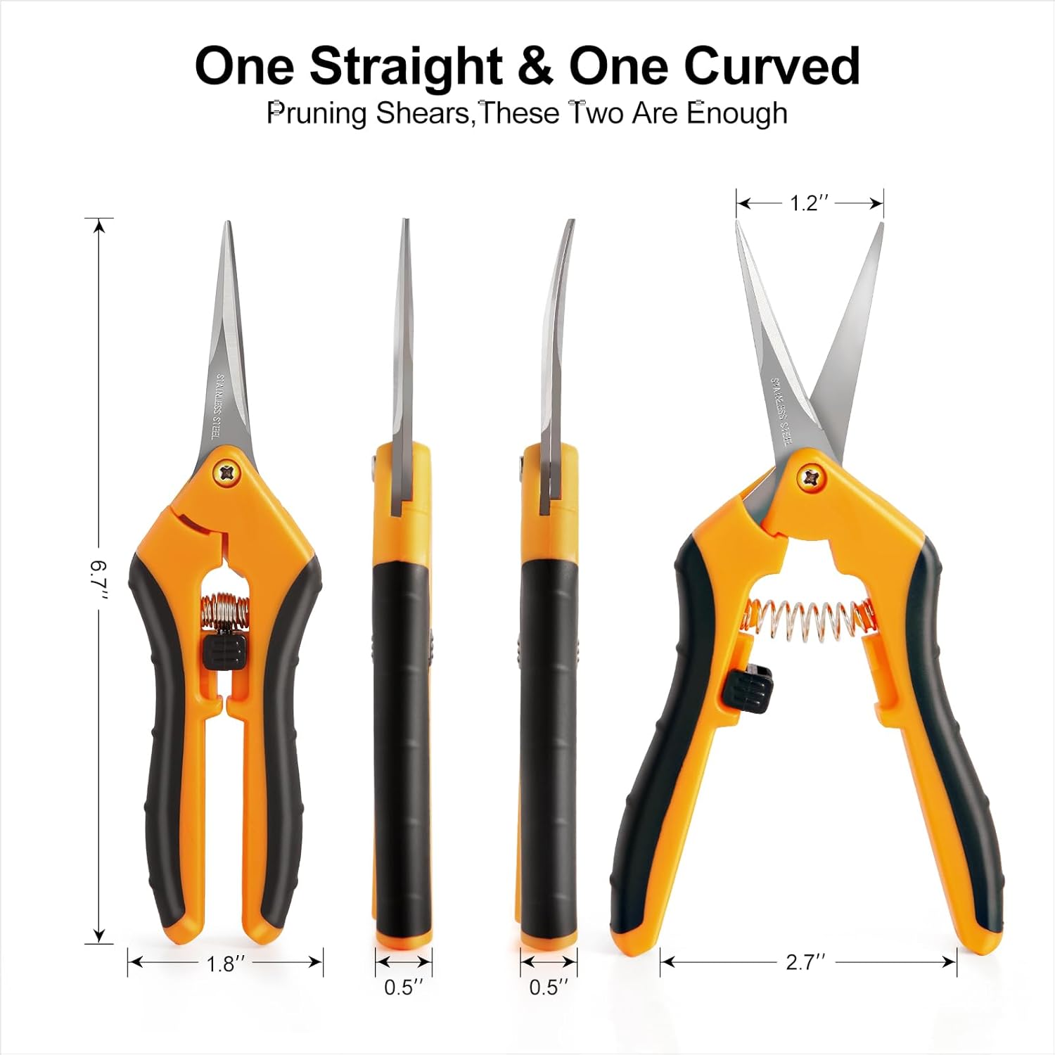 2 Pack Pruning Shears, 6.5” Gardening Scissors with Sharp Stainless Steel Blades and Comfort Grip, Perfect for Fine Pruning, Plants/Bonsai Clipping, Ideal Gift for Plant Lovers - Hình 2