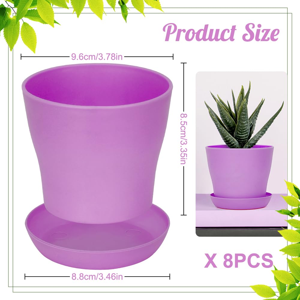 8 Pcs Flower Pots,Succulent Pots,3.8" Pots for Planting.Plastic Pot for Plants for Indoor Plants,Flower Pot for Indoor Planting,Herb Garden Planter Mini - Hình 3