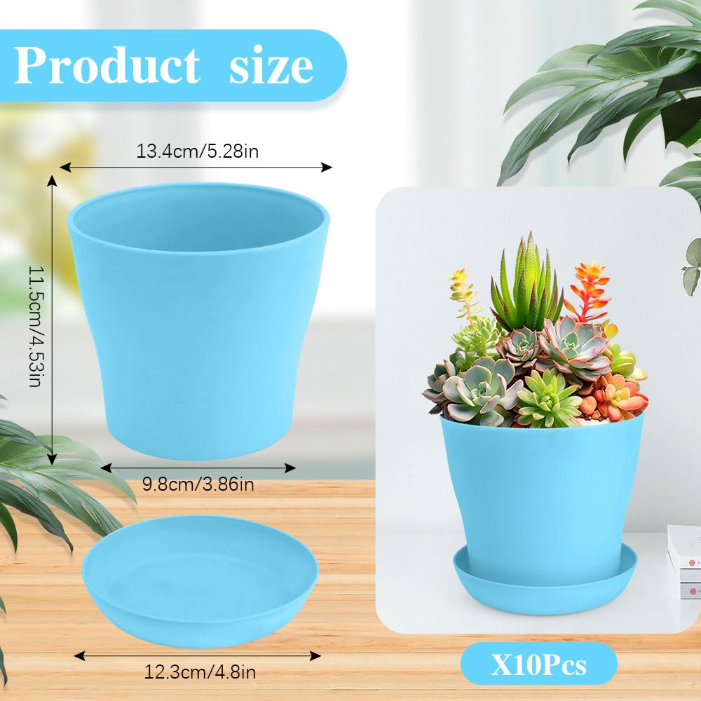 OALCQ 5 Inch Plant Pots 10 Pcs Small Flower Pots for Indoor Plant Pot Succulent Pot Small Plant Pots with Drainage Planters for Indoor Plants Nursery Pots for Plants Herb Planter 5 Colors - Hình 3