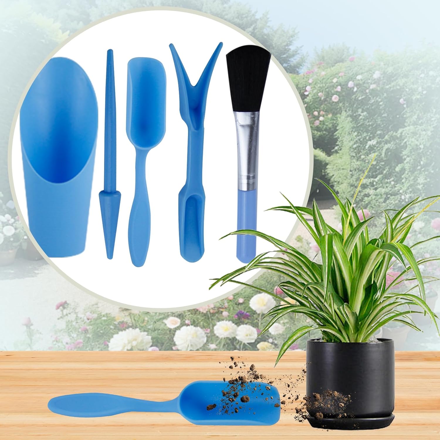 5 Pcs Mini Garden Tool Set Hand Tools Succulent Tools Transplanting Tools Set Succulent Care Plastic Kit Bonsai Potting Soil Indoor for Succulent Miniature Plant Gardening for Flower Planting - Hình 7