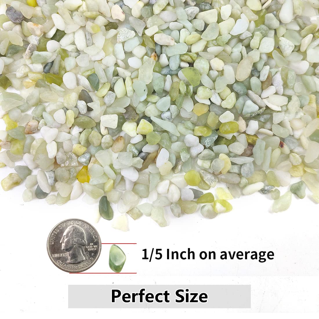 YISZM 2LB Succulent and Cactus Pebbles, 1/5 Inch Jade Natural Decorative Polished Stones, River Rocks for for Indoor Plants, Vases, Planters and Outdoor Gardening - Hình 4