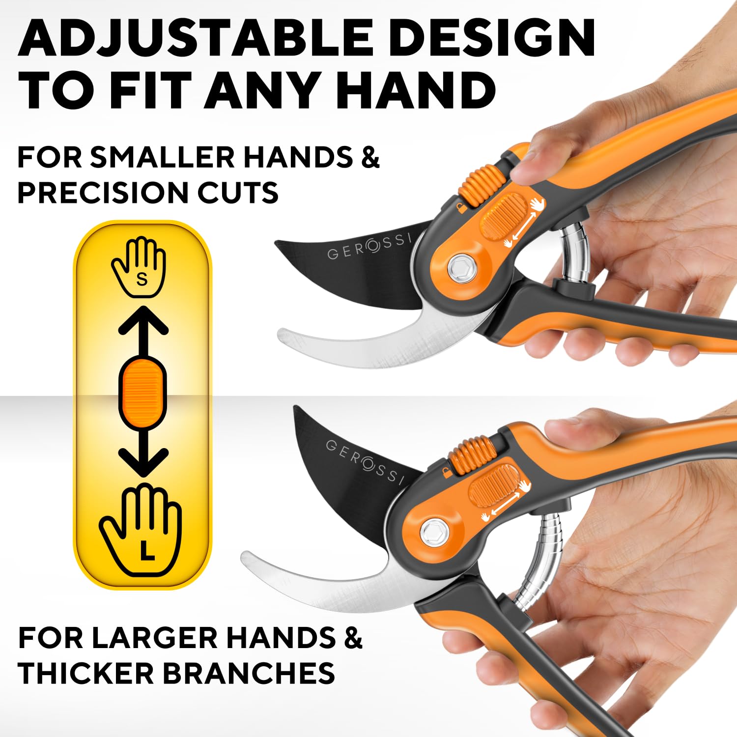 Bypass Pruning Shears with Ultra Sharp Blades - Premium Pruners w/Adjustable Feature for Any Hand Size - Ergonomic & Sturdy Scissors For Gardening - Perfectly Cutting Through Anything in Your Yard - Hình 4