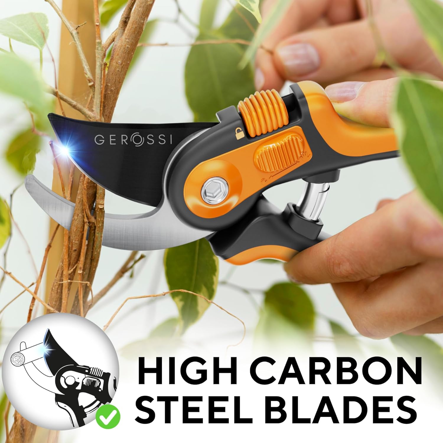 Bypass Pruning Shears with Ultra Sharp Blades - Premium Pruners w/Adjustable Feature for Any Hand Size - Ergonomic & Sturdy Scissors For Gardening - Perfectly Cutting Through Anything in Your Yard - Hình 5