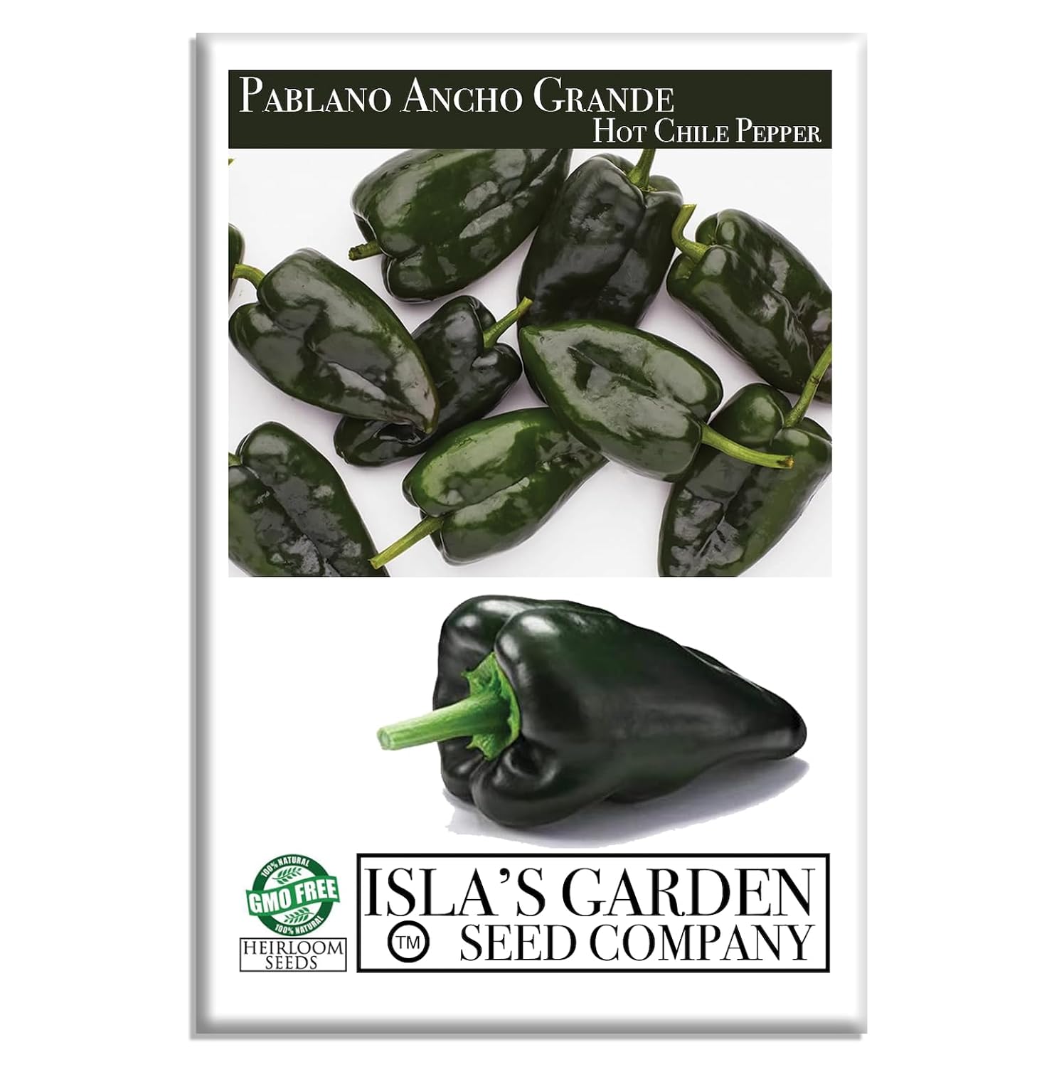 Poblano Ancho Grande Pepper Seeds (Capsicum annuum) – 50+ Heirloom Non-GMO Seeds by Isla’s Garden Seeds, Mild & Smoky Flavor, Perfect for Roasting, Stuffing & Drying, High-Yield Garden Favorite - Amazon.com : Poblano Ancho Grande Pepper Seeds (Ca...