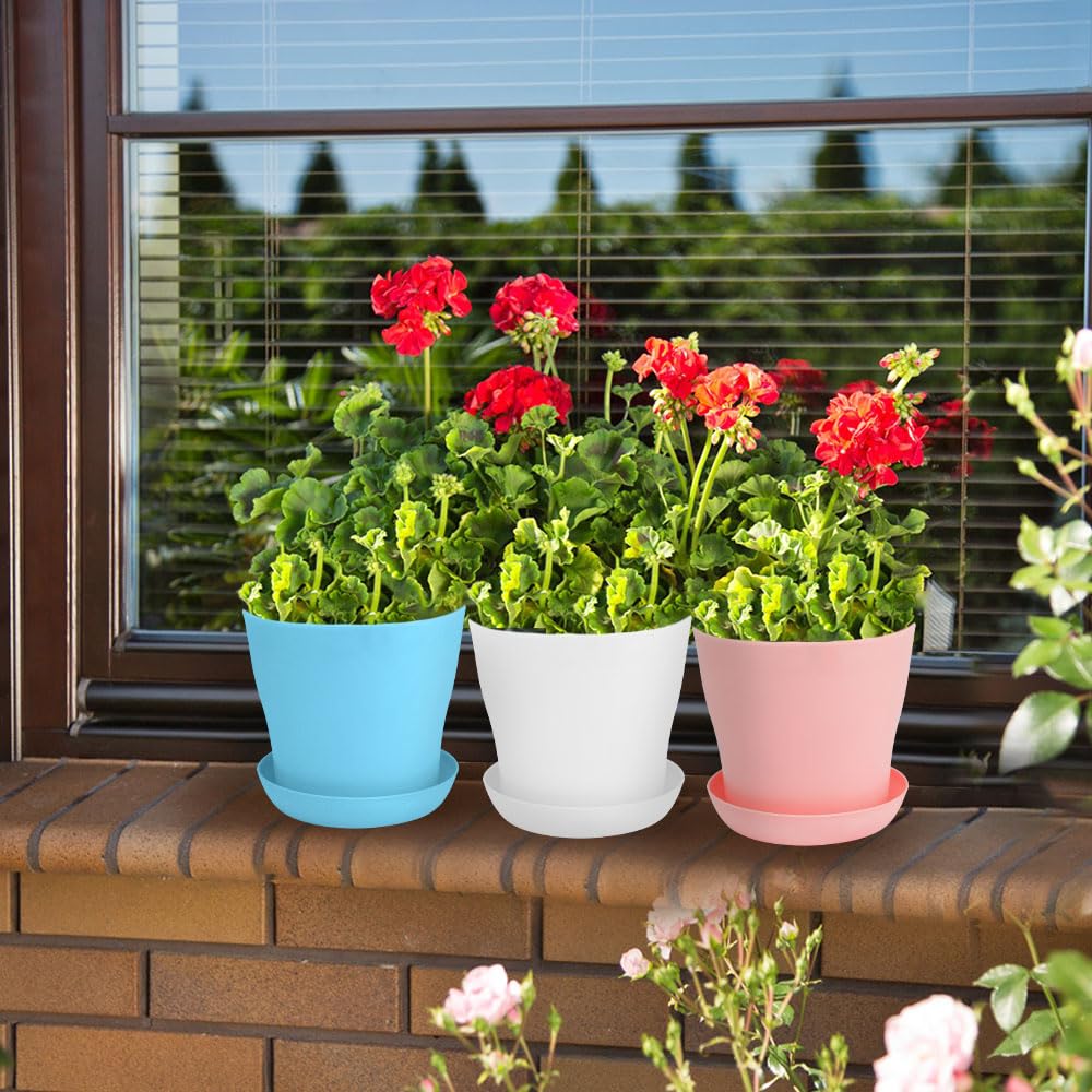 OALCQ 5 Inch Plant Pots 10 Pcs Small Flower Pots for Indoor Plant Pot Succulent Pot Small Plant Pots with Drainage Planters for Indoor Plants Nursery Pots for Plants Herb Planter 5 Colors - Hình 2