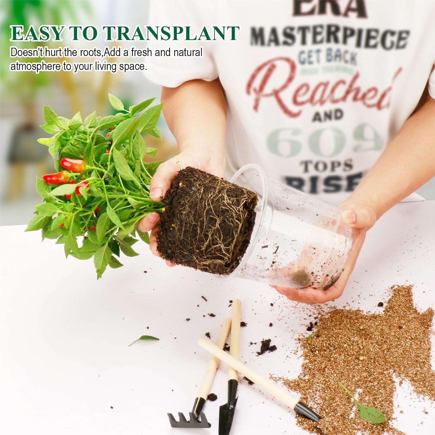 Clear Nursery Pots with Drainage Holes-36 Pack 3/4/5Inch Transparent Plastic Plant Pots for Seed Starting, High Visibility Root Growth Monitoring&50Plant Labels (Transparency-no Lid, 3/4/5in-36p) - Hình 2