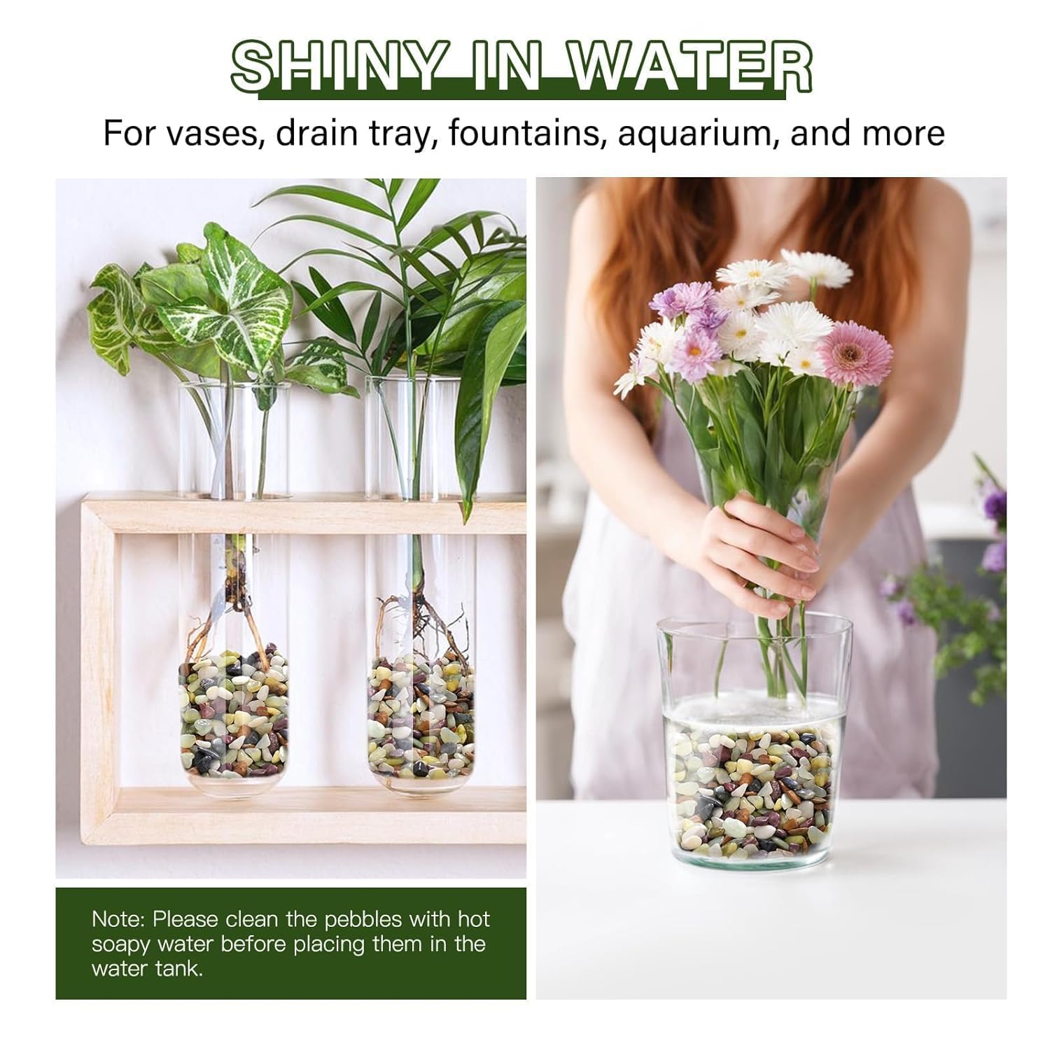 NUPICK 3 lbs Pebbles for Indoor Plants, 3/8 Inch Pea Gravel for Fish Tank, Polished Decorative Rocks for Succulent, Natural River Stones for Vases, Cactus, Landscaping, Bird Bath, Aquarium, Colorful - Hình 5