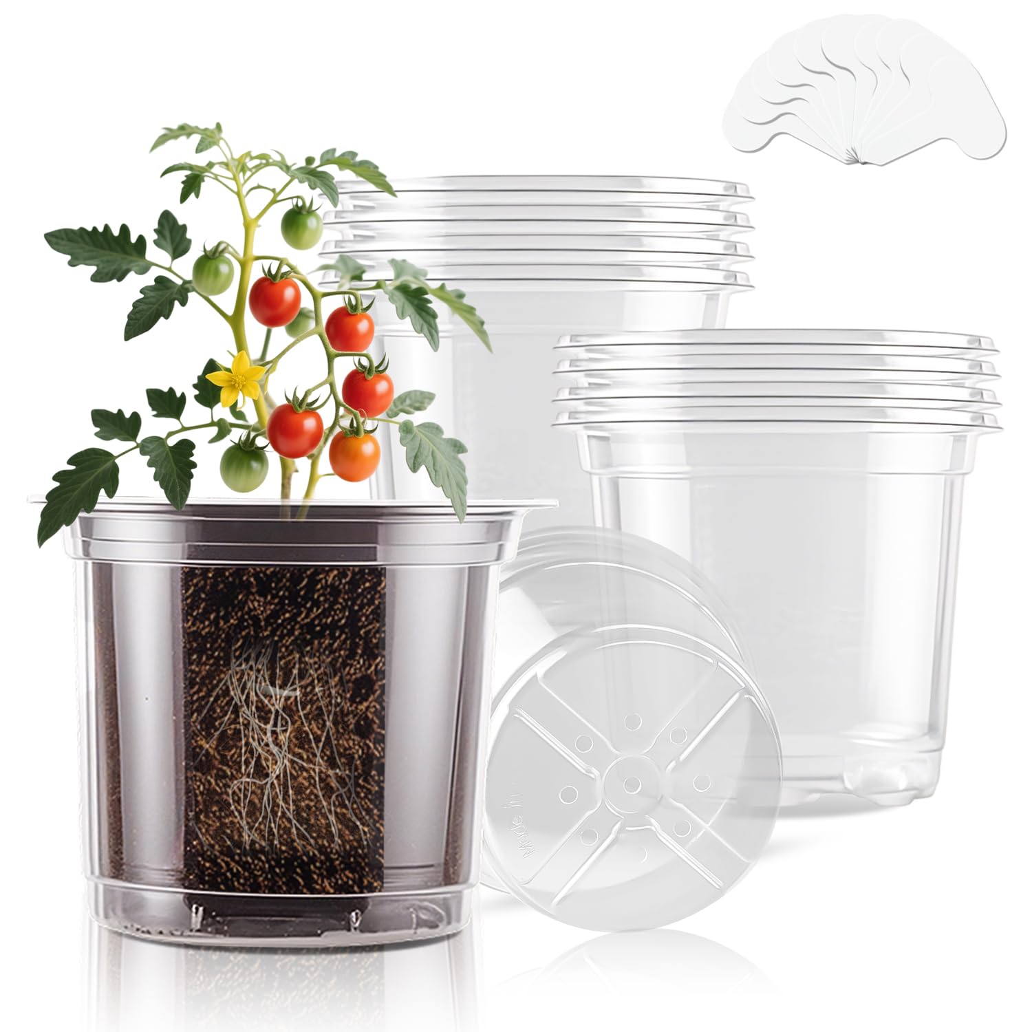 SupKing 5 Inch Clear Plant Nursery Pots Durable Plastic Seed Starter 8 Packs Large Orchid Flower Pot with Drainage Holes for Transplanting Succulents Cuttings Seedlings Bonus 15 Labels - Amazon.com: SupKing 5 Inch Clear Plant Nursery Pot...