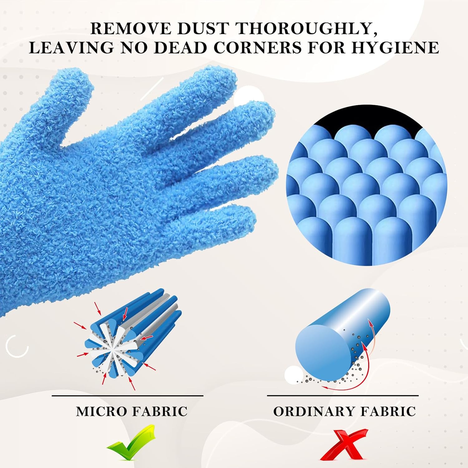 Evridwear Microfiber Plant Dusting Gloves Reusable Leaf Cleaning Glove for Houseplants,Blinds,Furniture and Small Objects - Hình 2