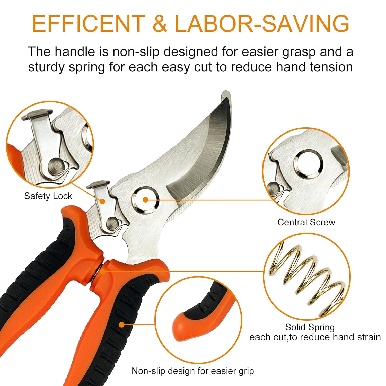 Pruning Shears, 5 Pack Garden Shears with Gardening gloves, Clippers Handheld, Stainless Steel Garden Snips, Lengnoyp Pruners for Gardening - Hình 4
