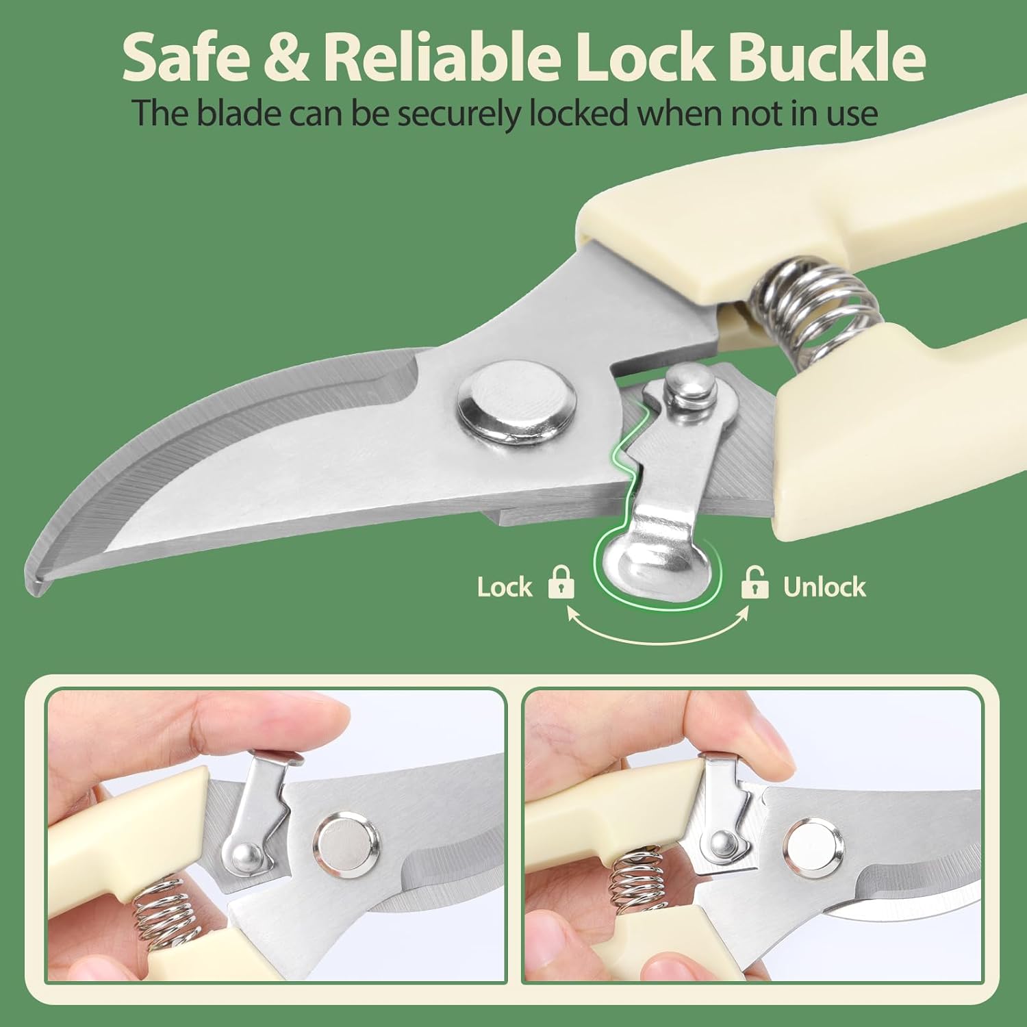 4PACK Pruning Shears, Stainless Steel Garden Shears, Sharp Handhled Gardening Scissors, Bypass & Straight Blade Garden Clippers for Plants, Flowers, Fruits Trees, Gardening Gifts for Women & Men - Hình 3