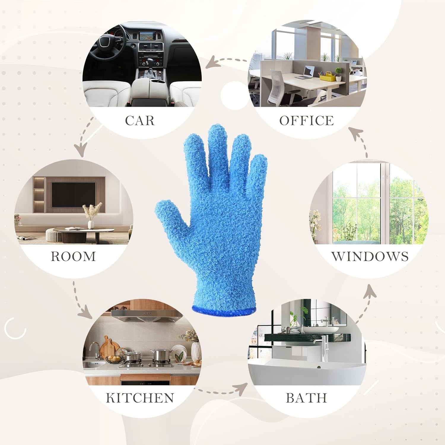 Evridwear Microfiber Plant Dusting Gloves Reusable Leaf Cleaning Glove for Houseplants,Blinds,Furniture and Small Objects - Hình 4