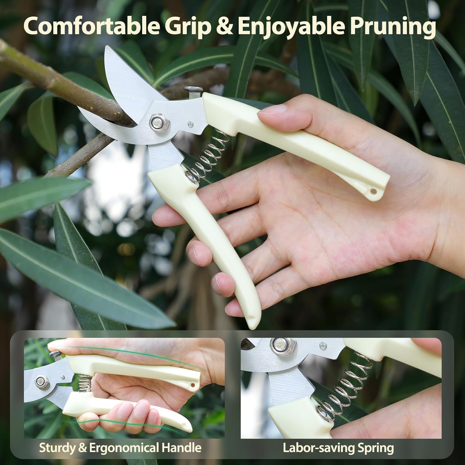 4PACK Pruning Shears, Stainless Steel Garden Shears, Sharp Handhled Gardening Scissors, Bypass & Straight Blade Garden Clippers for Plants, Flowers, Fruits Trees, Gardening Gifts for Women & Men - Hình 4