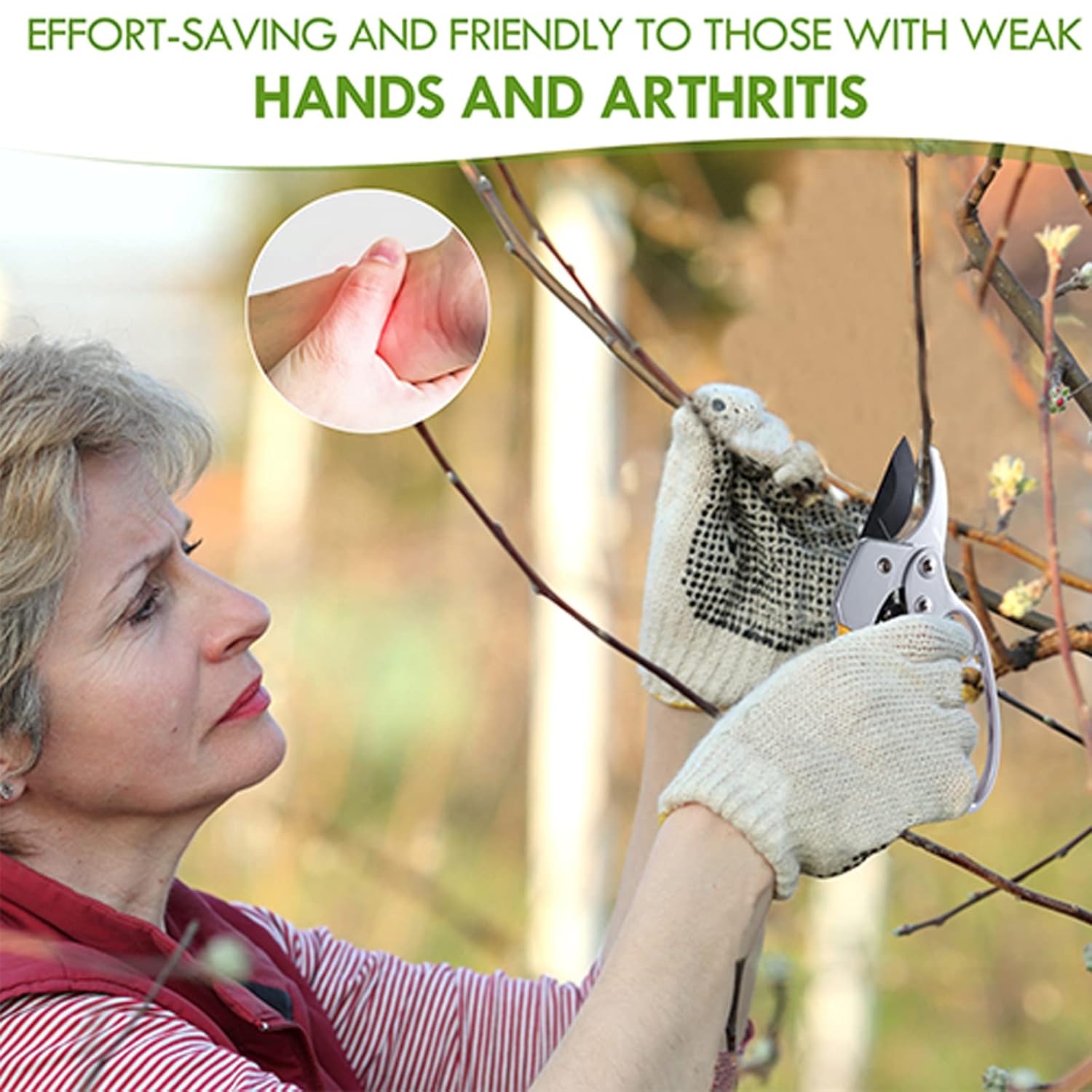 Premium Germany Pruning Shears, Work 3 Times Easier, Pruners Heady Duty, Sharp Garden Clippers Cut Fresh Flower, Hedge, Herb, Indoor Plants, Gardening Tools Scissors, Arthritis Weak Hand Snips - Hình 4