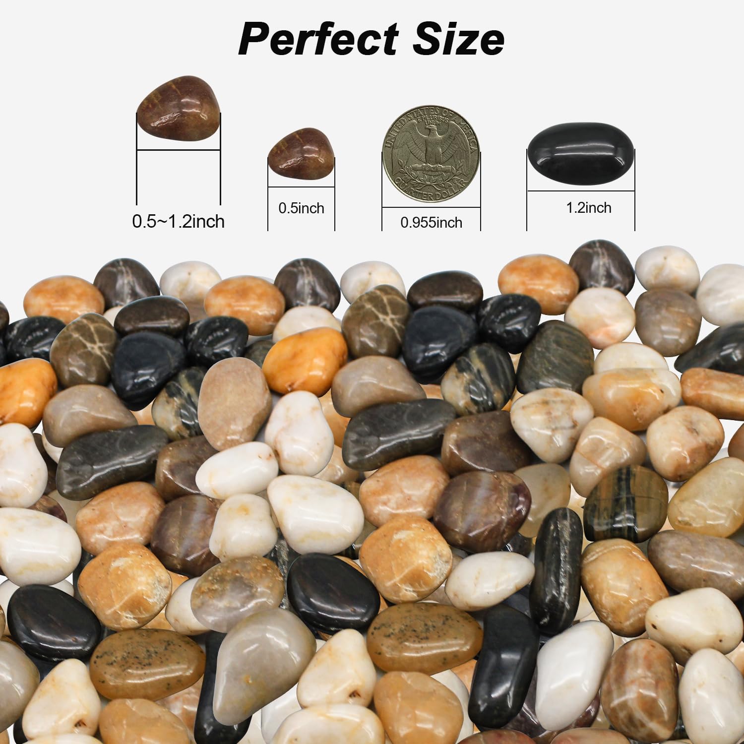 Virekm River Rocks, Decorative Ornamental Pebbles,Garden Landscaping Stones,Gravel Filler for Home Decoration Flower Bed Fish Tank Plants Vases Succulents - Hình 2