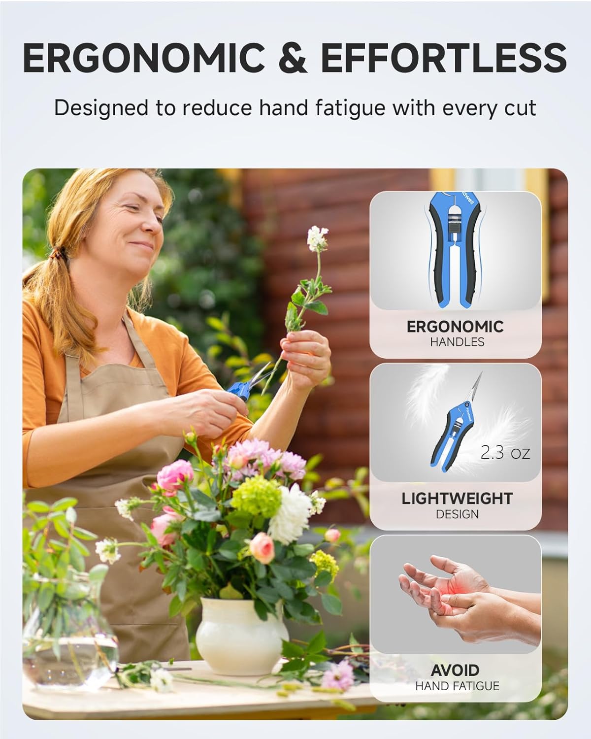 Fondwell 6.5" Garden Scissors Plant Shears: Micro Tip Pruning Shears with Curved Blades - Lightweight Bonsai Scissors - Hình 4