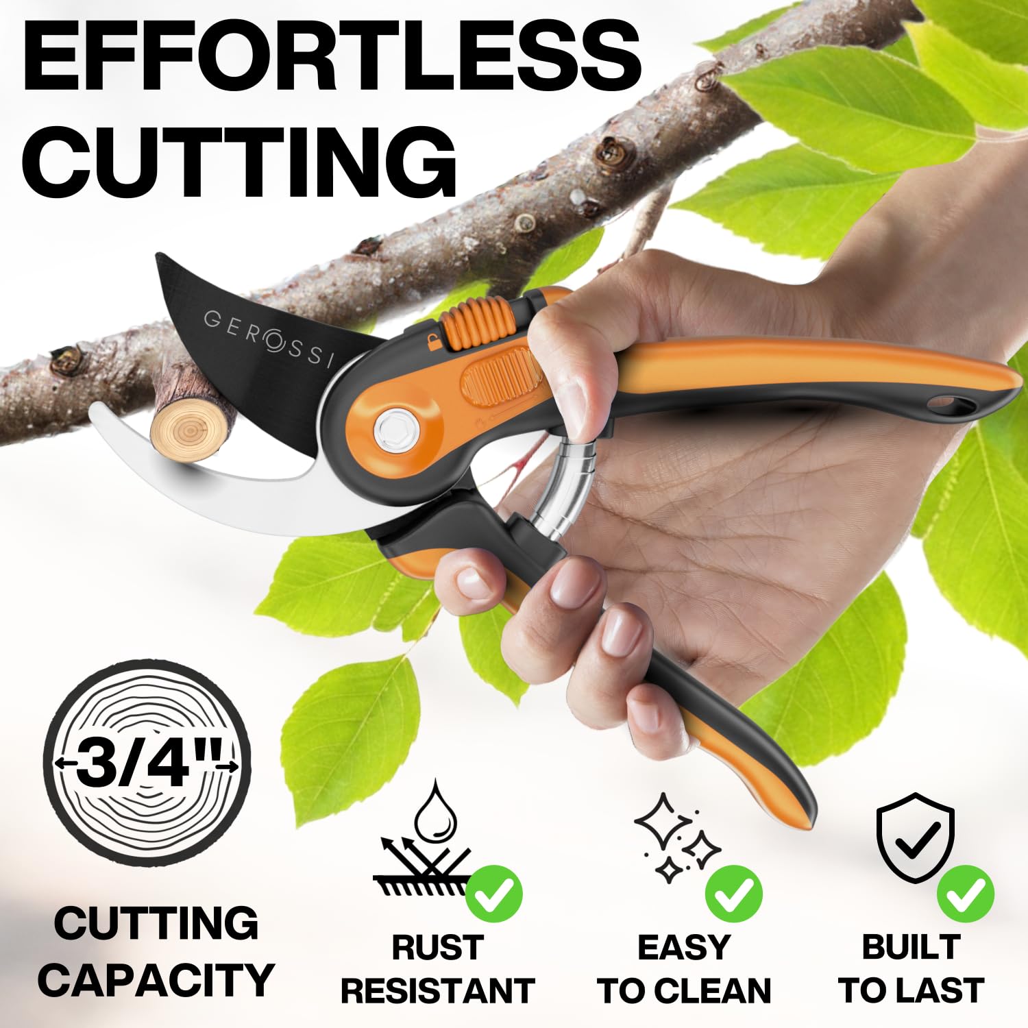 Bypass Pruning Shears with Ultra Sharp Blades - Premium Pruners w/Adjustable Feature for Any Hand Size - Ergonomic & Sturdy Scissors For Gardening - Perfectly Cutting Through Anything in Your Yard - Hình 3