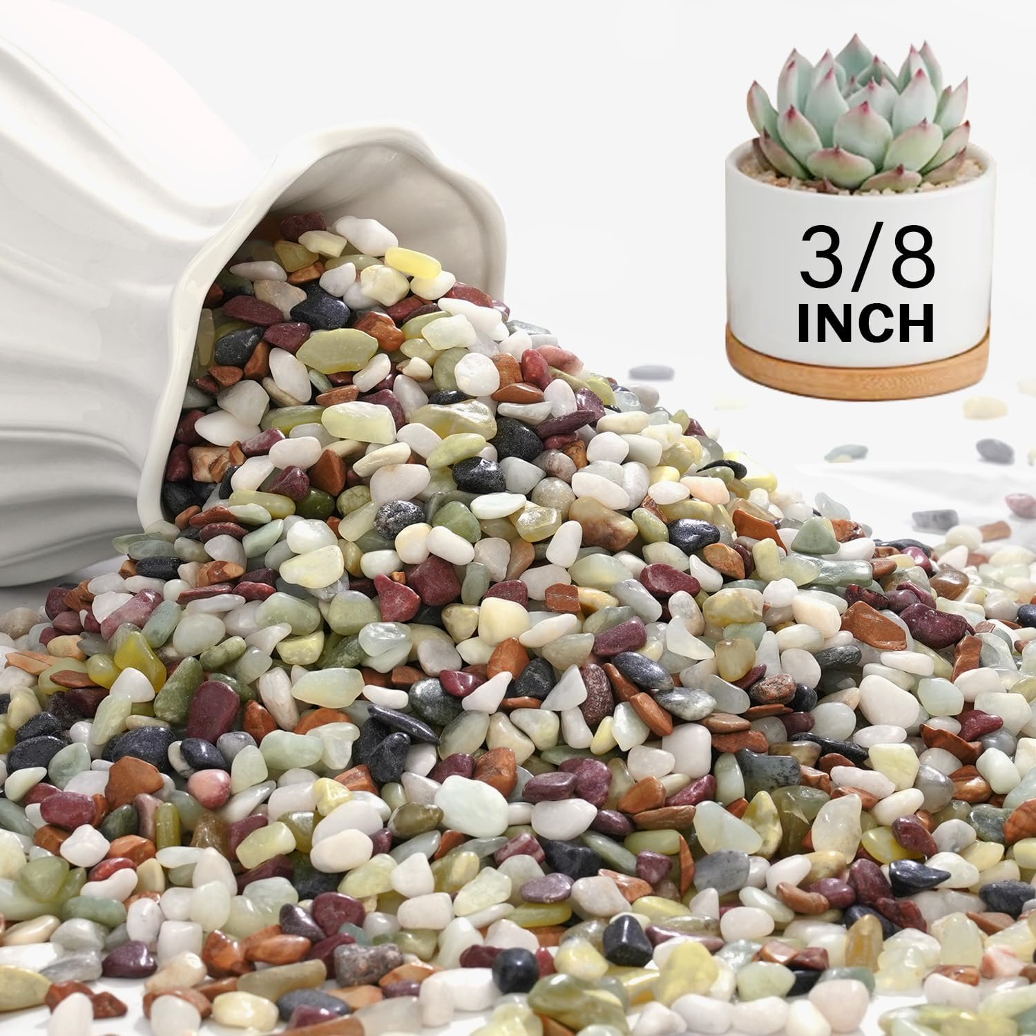 NUPICK 3 lbs Pebbles for Indoor Plants, 3/8 Inch Pea Gravel for Fish Tank, Polished Decorative Rocks for Succulent, Natural River Stones for Vases, Cactus, Landscaping, Bird Bath, Aquarium, Colorful - Amazon.com: NUPICK 3 lbs Pebbles for Indoor Plants...