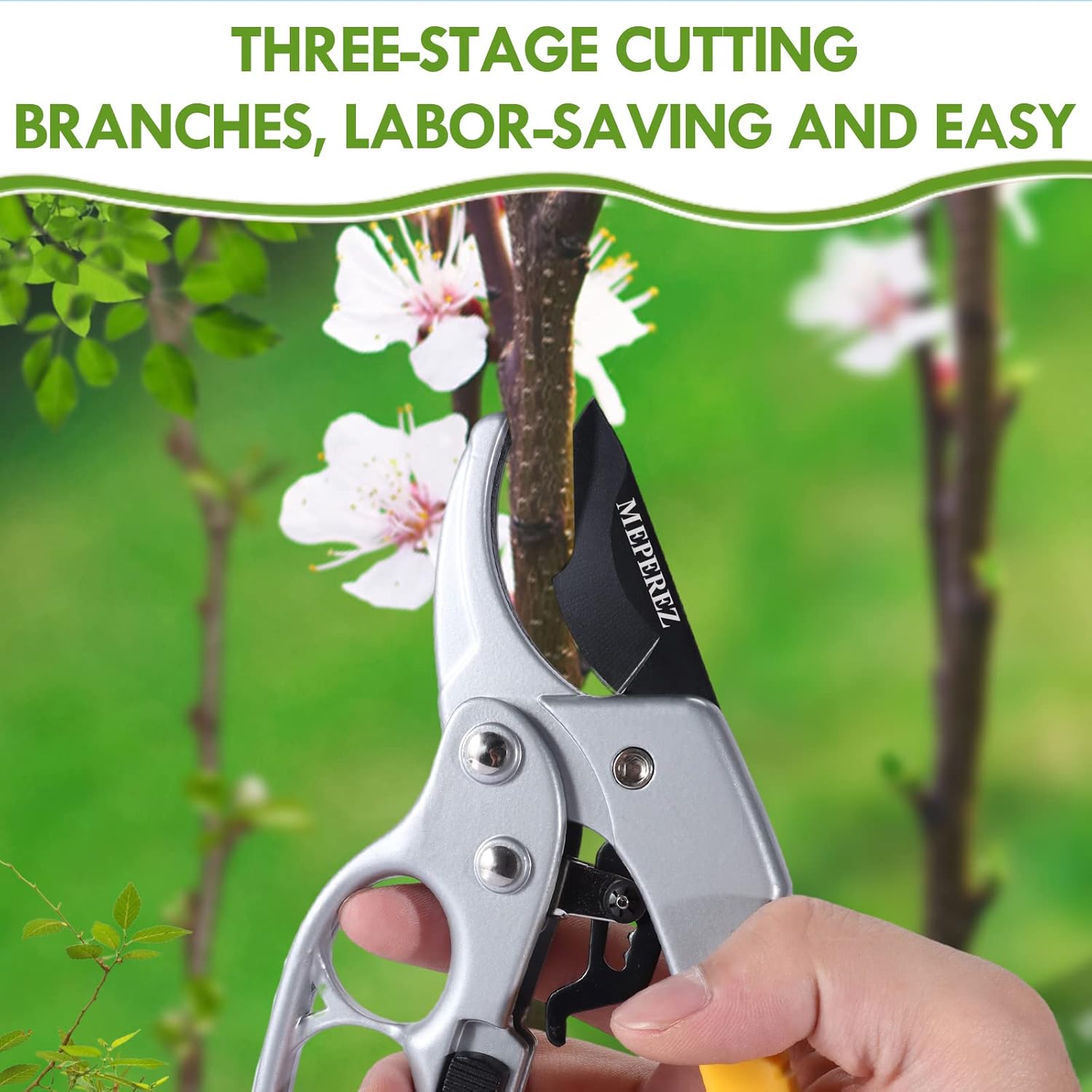 Premium Germany Pruning Shears, Work 3 Times Easier, Pruners Heady Duty, Sharp Garden Clippers Cut Fresh Flower, Hedge, Herb, Indoor Plants, Gardening Tools Scissors, Arthritis Weak Hand Snips - Hình 6