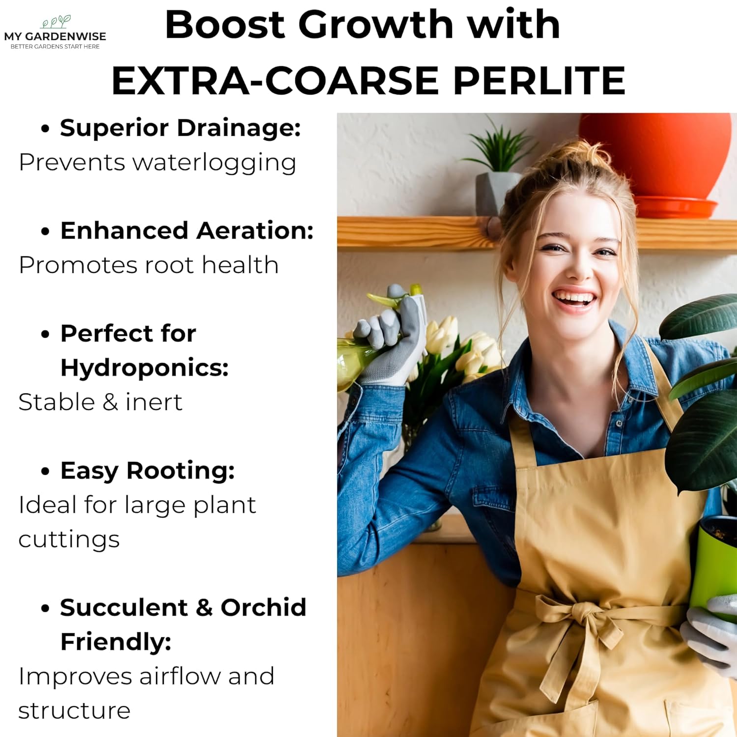 GARDENWISE Perlite for Plants, Extra Coarse Grade 4 Horticultural Perlite, Organic Perlite for Gardening Indoor & Outdoor, Made in USA (1 Quart) - Hình 5