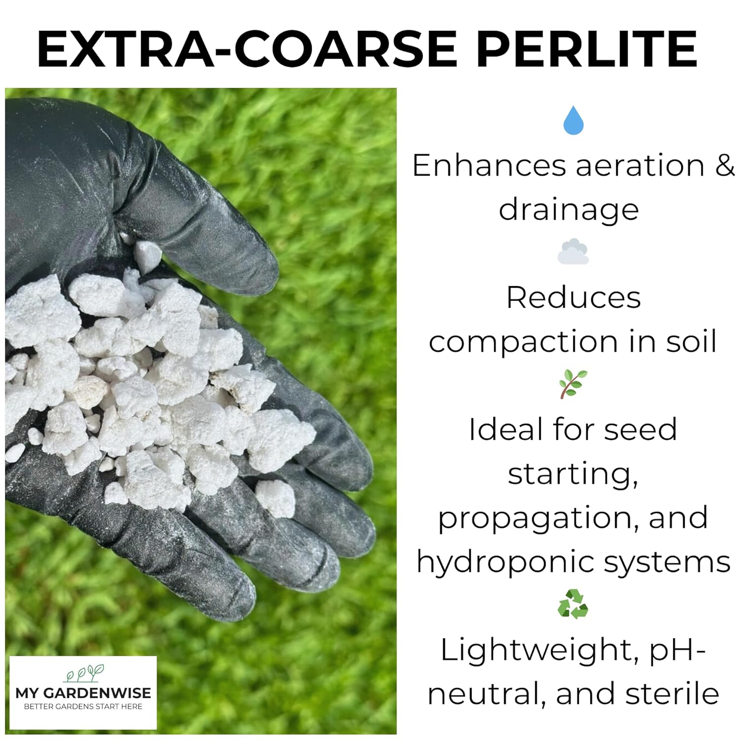 GARDENWISE Perlite for Plants, Extra Coarse Grade 4 Horticultural Perlite, Organic Perlite for Gardening Indoor & Outdoor, Made in USA (1 Quart) - Hình 3