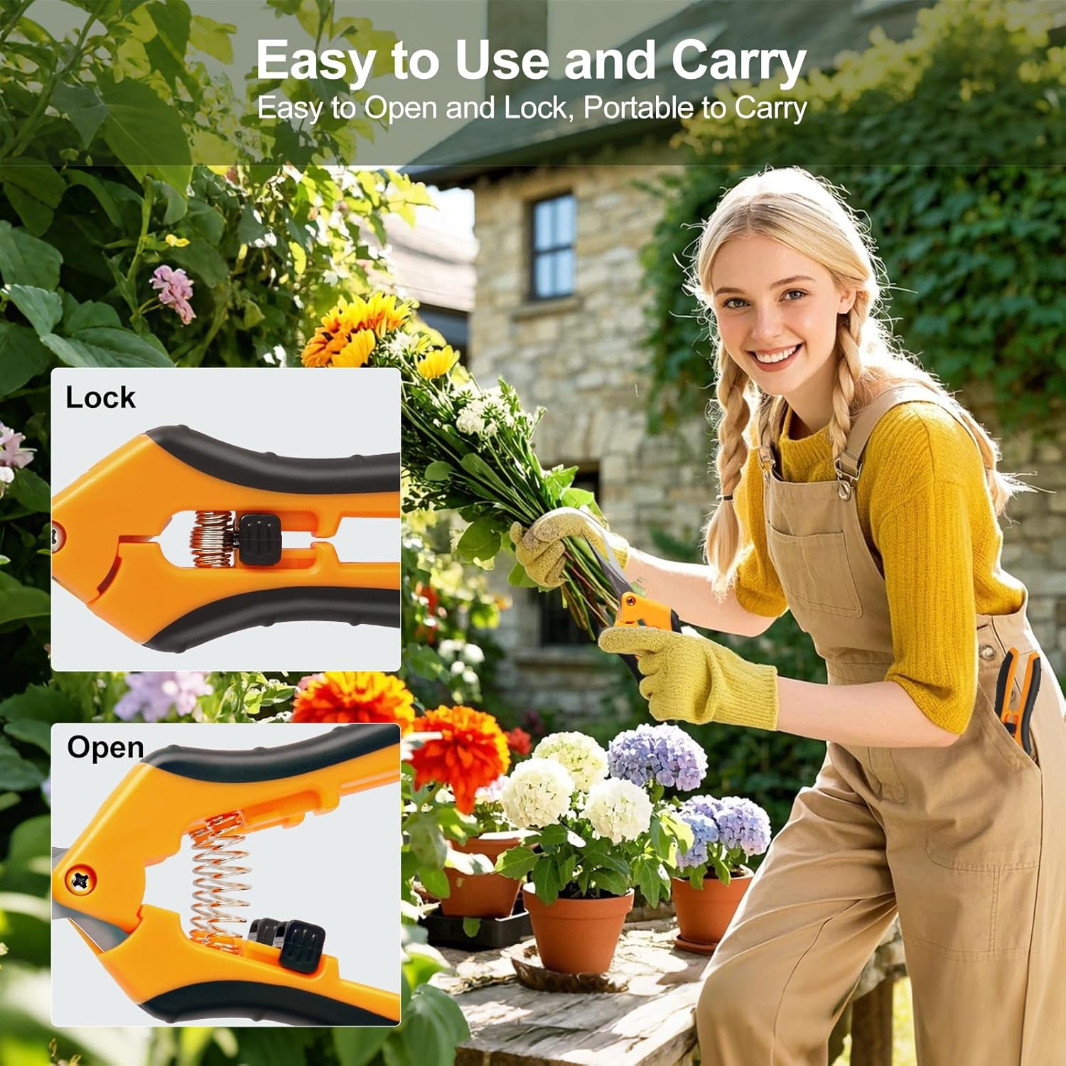 2 Pack Pruning Shears, 6.5” Gardening Scissors with Sharp Stainless Steel Blades and Comfort Grip, Perfect for Fine Pruning, Plants/Bonsai Clipping, Ideal Gift for Plant Lovers - Hình 5