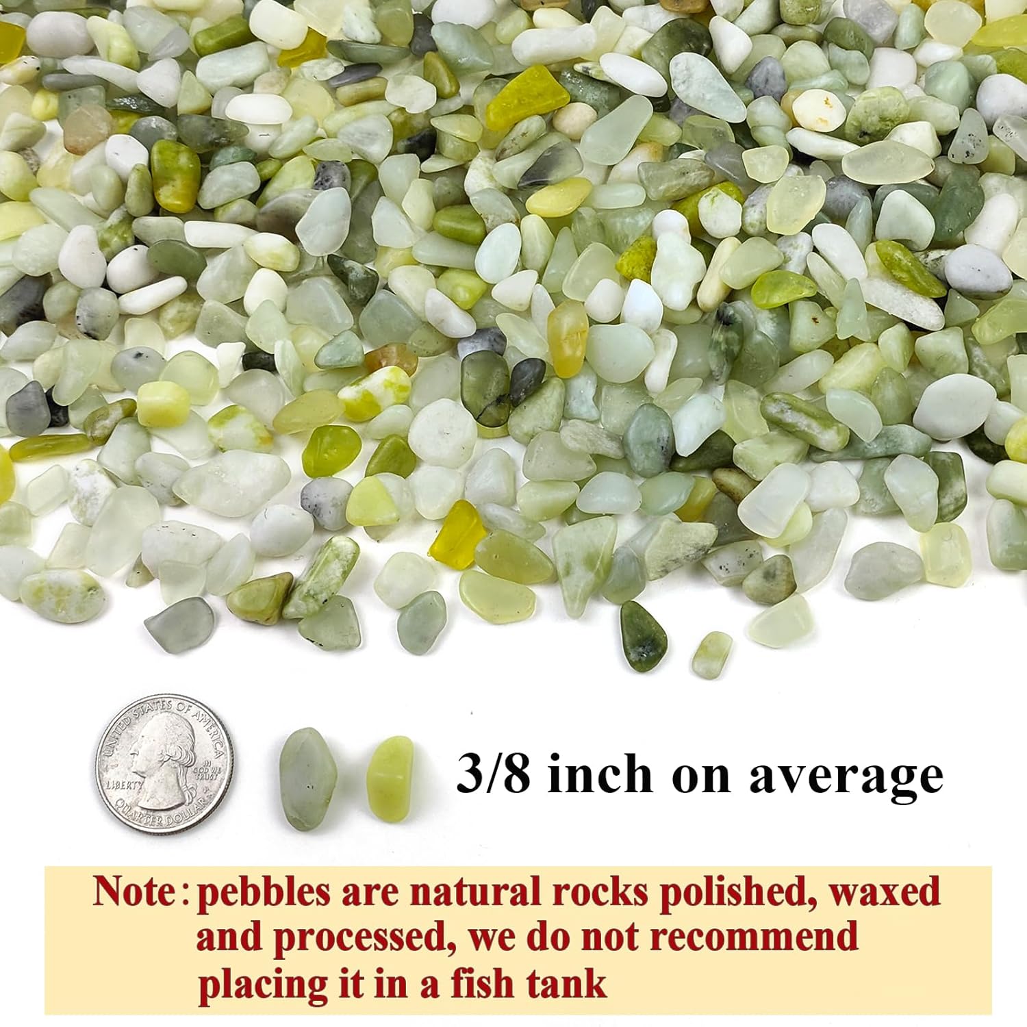FANTIAN 2 lbs Jade Rocks for Plants Indoor, 3/8 inch Small Pebbles for Indoor Plants, Decorative Rocks for Succulents Cactus Bamboo Vases Landscaping Drainage and Outdoor Garden Rocks - Hình 2