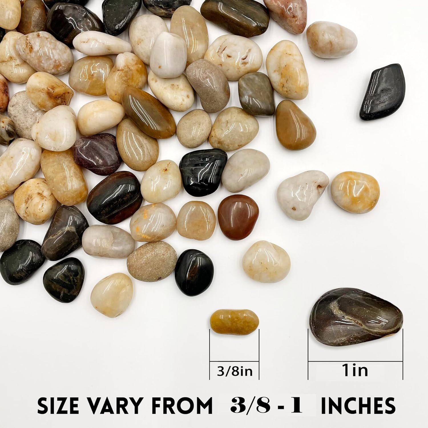 RITOLLO River Rocks Pebbles for Indoor Plants 3/8-1 Inch Natural Aquarium Gravel Decorative Fish Tank Rocks Garden Landscaping Decor - Hình 3