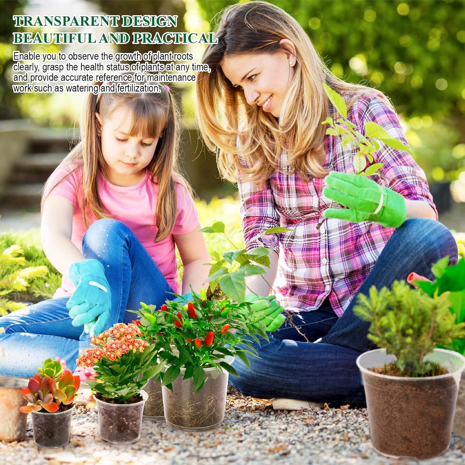 Clear Nursery Pots with Drainage Holes-36 Pack 3/4/5Inch Transparent Plastic Plant Pots for Seed Starting, High Visibility Root Growth Monitoring&50Plant Labels (Transparency-no Lid, 3/4/5in-36p) - Hình 7