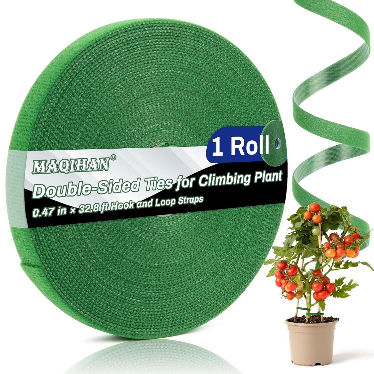 MAQIHAN Plant Tape - 1 Roll Plant Supports for Growing Reusable Adjustable Cut-to-Length 0.47 in x 32.8 ft Indoor Outdoor Use Ideal for Gardening, Tomato, Rose Bushes, Fruit Trees, Green - Buy MAQIHAN Plant Tape - 1 Roll Plant Supports for...