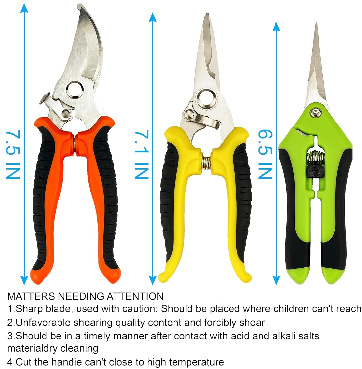 Pruning Shears, 5 Pack Garden Shears with Gardening gloves, Clippers Handheld, Stainless Steel Garden Snips, Lengnoyp Pruners for Gardening - Hình 2