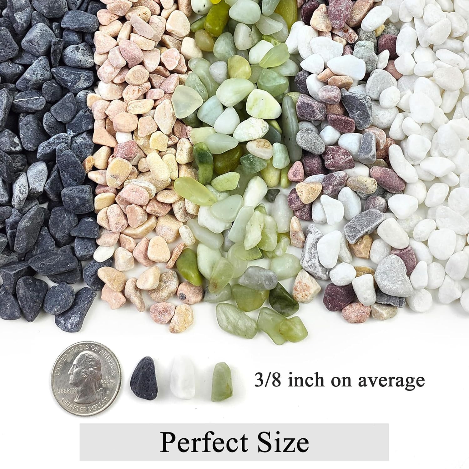 FANTIAN 2 lbs Natural Mixed Color Pea Gravel Pebbles, 3/8 inch Decorative Rocks for Succulents, Pebbles for Indoor Plants, Vases, Aquarium Gravel, Top Dressing, Outdoor Decorative Stones - Hình 3