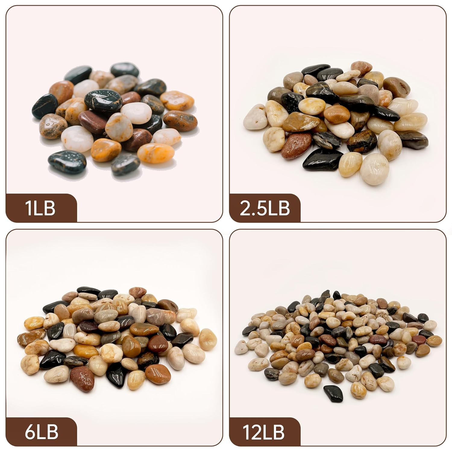 RITOLLO River Rocks Pebbles for Indoor Plants 3/8-1 Inch Natural Aquarium Gravel Decorative Fish Tank Rocks Garden Landscaping Decor - Hình 2
