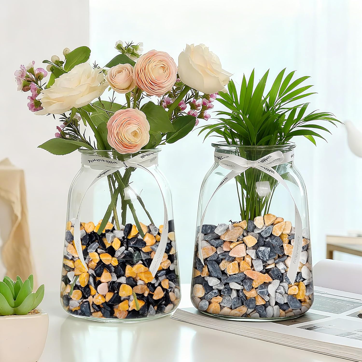 1.1LB Natural Gravel Pebbles, 1/4 Inch Gravel Stones for Succulent and Cactus, Aquariums, Terrarium, Vases and Indoor Outdoor Gardening,Colorful - Hình 4