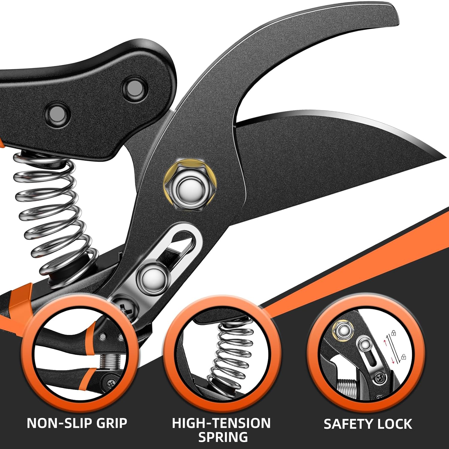 DECERK® 8.5" Professional Pruning Shears - Cuts 4X Easier with Ultra Sharp Japanese Steel Titanium Blade, Arthritis Friendly Garden Scissors & Plant Clippers, Effortlessly Prunes 3/4" Branches - Hình 5