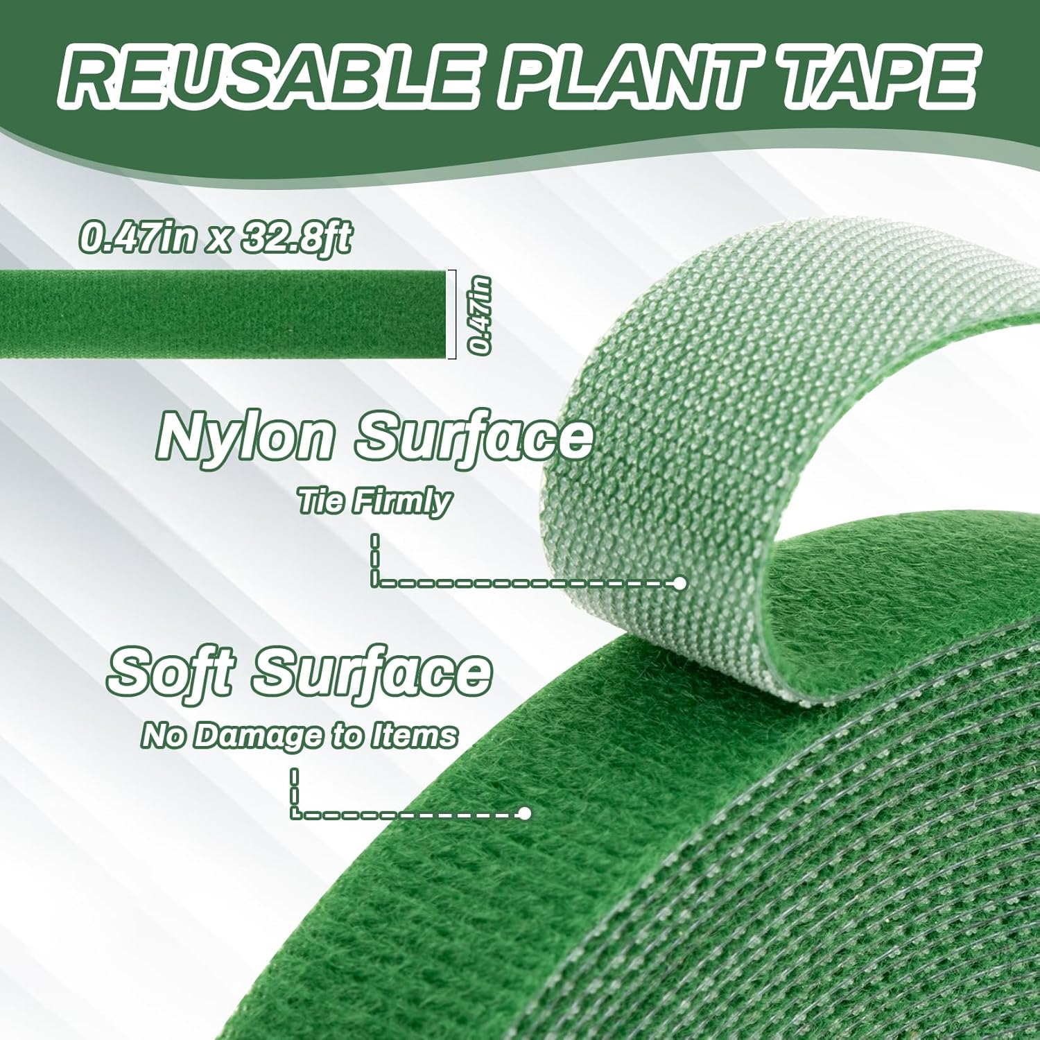 MAQIHAN Plant Tape - 1 Roll Plant Supports for Growing Reusable Adjustable Cut-to-Length 0.47 in x 32.8 ft Indoor Outdoor Use Ideal for Gardening, Tomato, Rose Bushes, Fruit Trees, Green - Hình 3