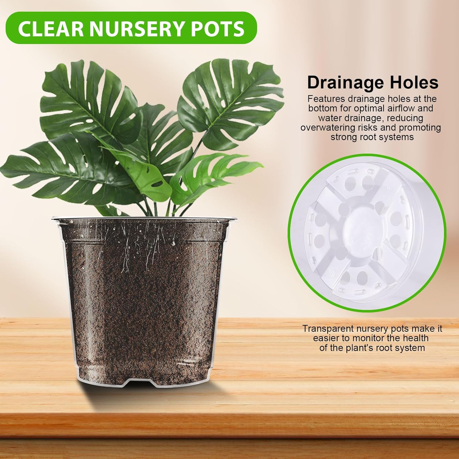 Clear Nursery Pots for Plants, 3.5/4/5 inch Plastic Plant Flower Pot with Drainage Holes High Transparency Seedling Planter for Seed Starter (36PCS) - Hình 4