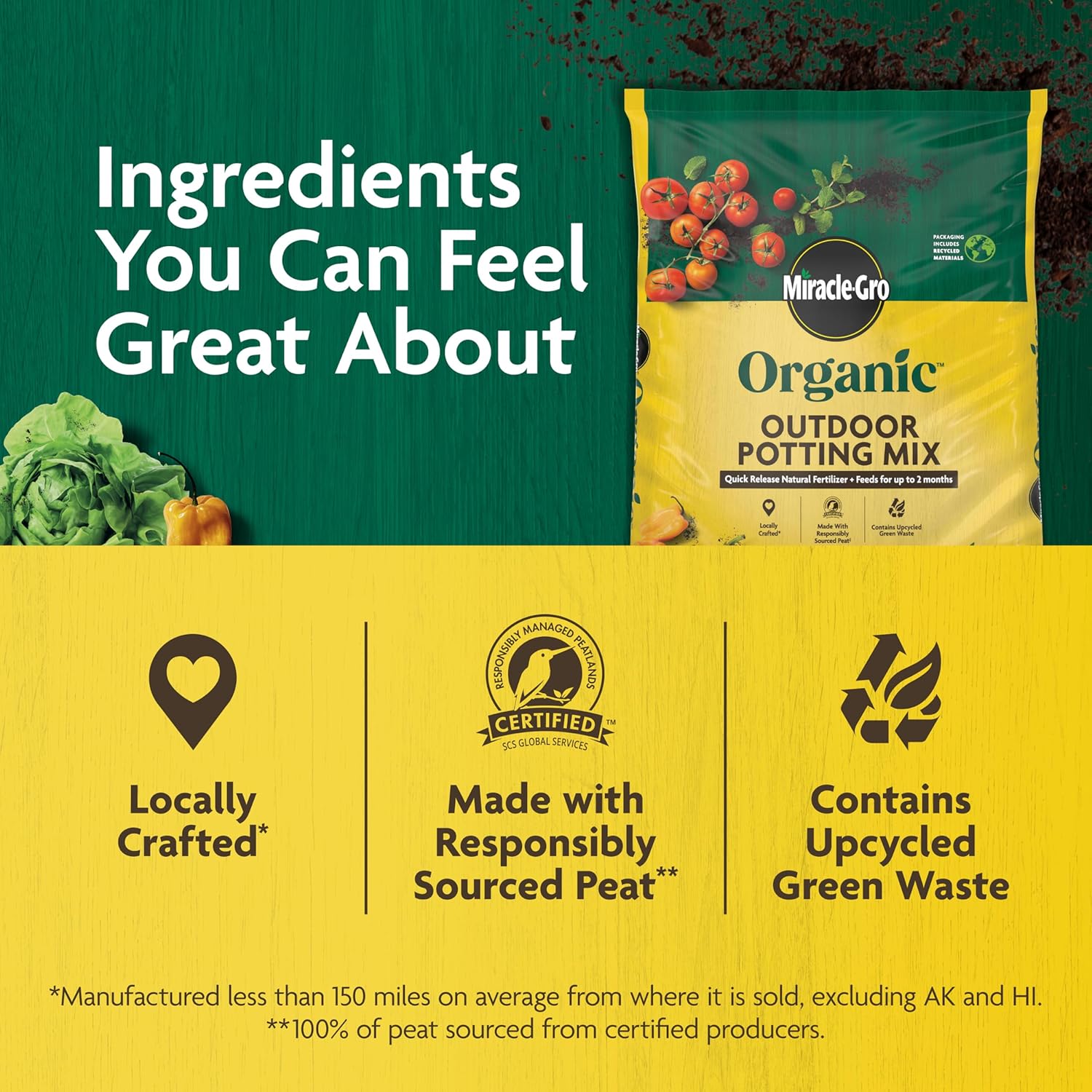 Miracle-Gro Organic Outdoor Potting Mix - Plant Soil for Outdoor Container Plants, Contains Quick-Release Natural Fertilizer, OMRI Listed, 16 qt. - Hình 4