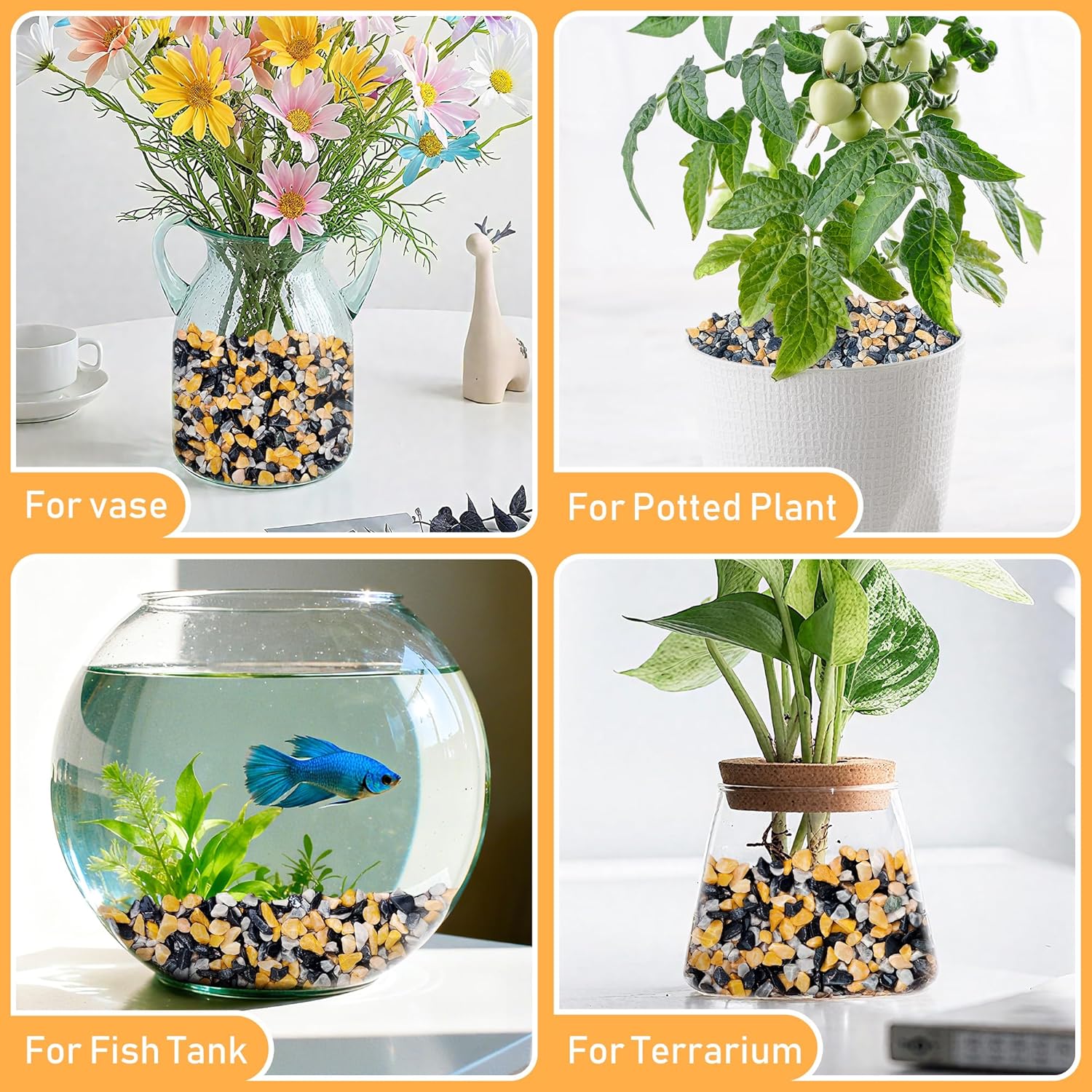 1.1LB Natural Gravel Pebbles, 1/4 Inch Gravel Stones for Succulent and Cactus, Aquariums, Terrarium, Vases and Indoor Outdoor Gardening,Colorful - Hình 6